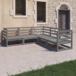 vidaXL Set mobilier de grădină, 5 piese, gri, lemn masiv de pin vidaXL Set mobilier de grădină, 5 piese, gri, lemn masiv de pin