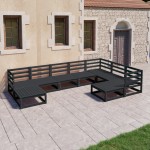vidaXL Set mobilier de grădină, 9 piese, negru, lemn masiv de pin vidaXL Set mobilier de grădină, 9 piese, negru, lemn masiv de pin