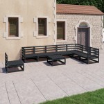 vidaXL Set mobilier de grădină, 9 piese, negru, lemn masiv de pin vidaXL Set mobilier de grădină, 9 piese, negru, lemn masiv de pin
