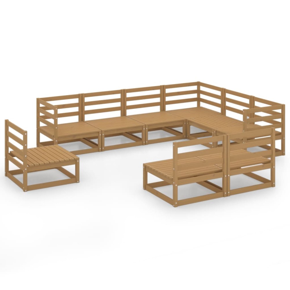 vidaXL Set mobilier de grădină, 9 piese, maro miere, lemn masiv de pin