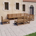 vidaXL Set mobilier de grădină, 9 piese, maro miere, lemn masiv de pin vidaXL Set mobilier de grădină, 9 piese, maro miere, lemn masiv de pin