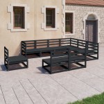 vidaXL Set mobilier de grădină, 9 piese, negru, lemn masiv de pin vidaXL Set mobilier de grădină, 9 piese, negru, lemn masiv de pin