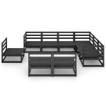 vidaXL Set mobilier de grădină, 9 piese, negru, lemn masiv de pin vidaXL Set mobilier de grădină, 9 piese, negru, lemn masiv de pin