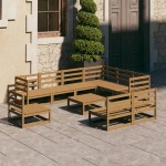 vidaXL Set mobilier de grădină, 10 piese, maro miere, lemn masiv pin vidaXL Set mobilier de grădină, 10 piese, maro miere, lemn masiv pin