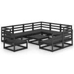 vidaXL Set mobilier de grădină, 10 piese, negru, lemn masiv pin vidaXL Set mobilier de grădină, 10 piese, negru, lemn masiv pin