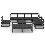 vidaXL Set mobilier de grădină, 10 piese, negru, lemn masiv pin vidaXL Set mobilier de grădină, 10 piese, negru, lemn masiv pin