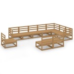 vidaXL Set mobilier de grădină, 10 piese, maro miere, lemn masiv pin vidaXL Set mobilier de grădină, 10 piese, maro miere, lemn masiv pin