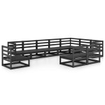 vidaXL Set mobilier relaxare de grădină 10 piese negru lemn masiv pin vidaXL Set mobilier relaxare de grădină 10 piese negru lemn masiv pin