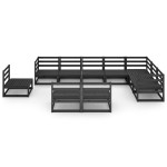vidaXL Set mobilier relaxare de grădină 10 piese negru lemn masiv pin vidaXL Set mobilier relaxare de grădină 10 piese negru lemn masiv pin