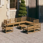 vidaXL Set mobilier de grădină, 10 piese, maro miere, lemn masiv pin vidaXL Set mobilier de grădină, 10 piese, maro miere, lemn masiv pin