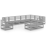 vidaXL Set mobilier de grădină, 10 piese, gri, lemn masiv de pin vidaXL Set mobilier de grădină, 10 piese, gri, lemn masiv de pin