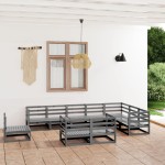 vidaXL Set mobilier de grădină, 10 piese, gri, lemn masiv de pin vidaXL Set mobilier de grădină, 10 piese, gri, lemn masiv de pin