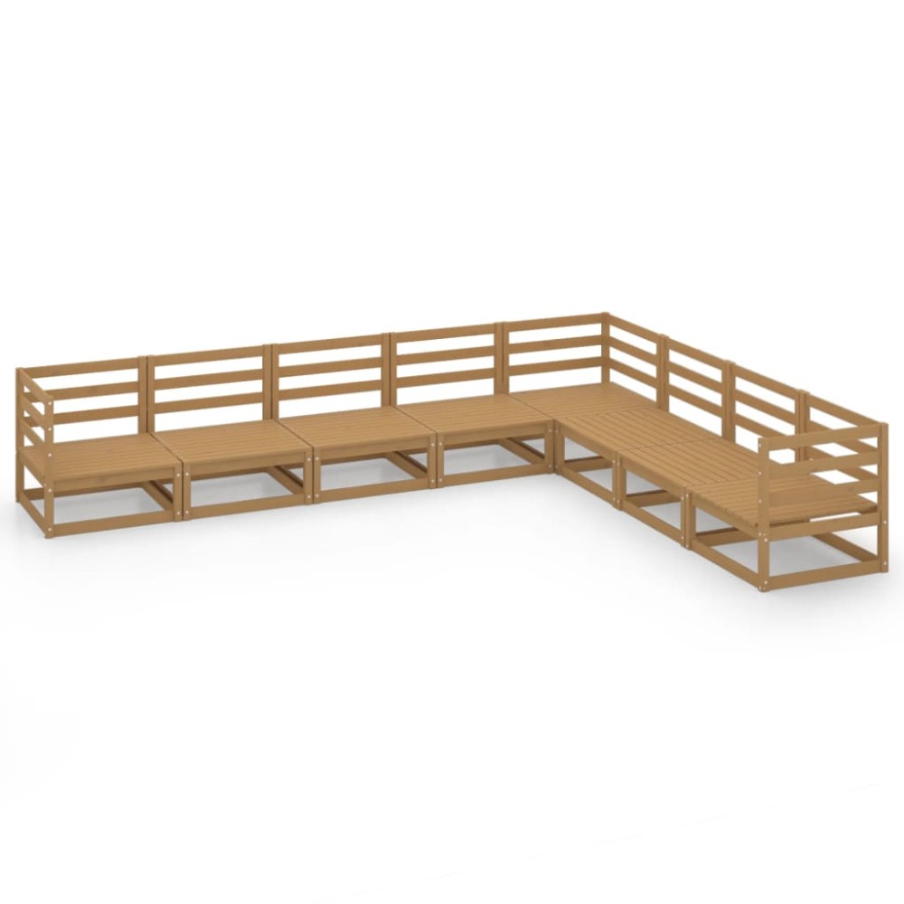 vidaXL Set mobilier de grădină, 8 piese, maro miere, lemn masiv pin