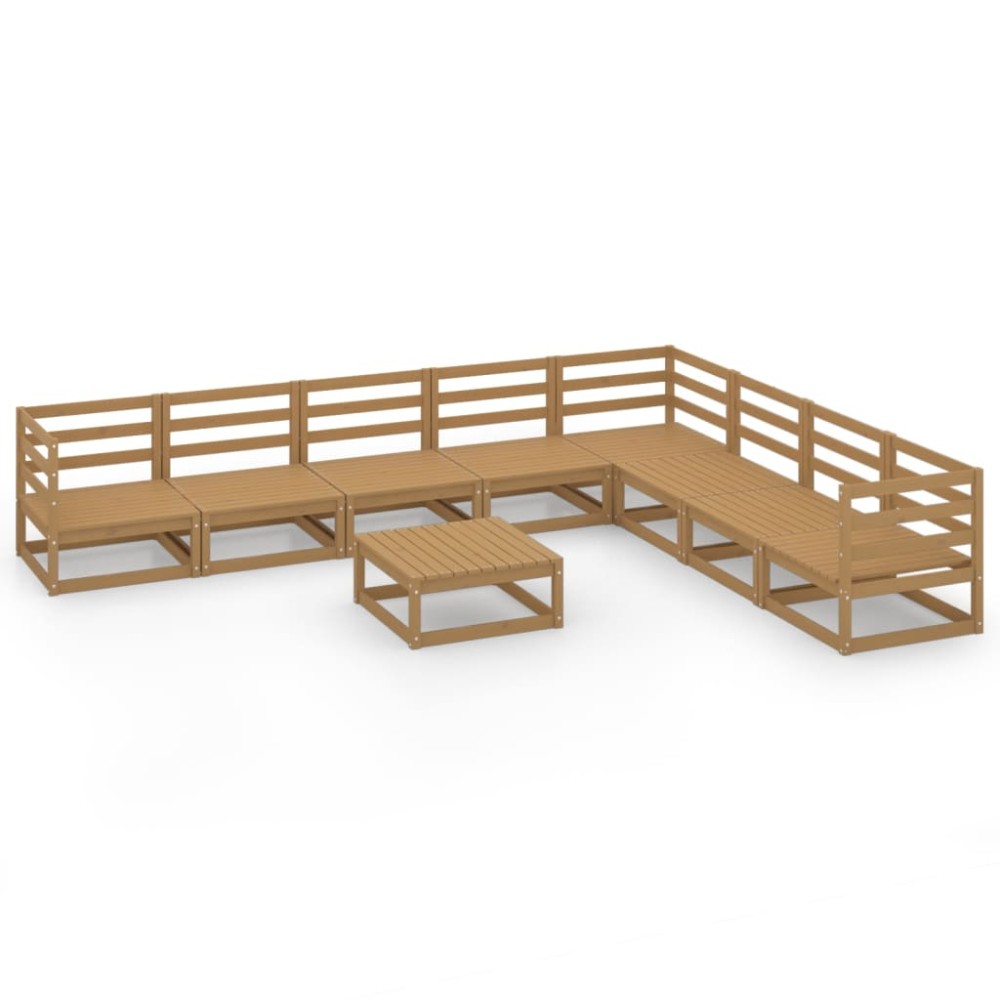 vidaXL Set mobilier de grădină, 9 piese, maro miere, lemn masiv de pin