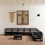 vidaXL Set mobilier de grădină, 9 piese, negru, lemn masiv de pin vidaXL Set mobilier de grădină, 9 piese, negru, lemn masiv de pin