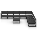 vidaXL Set mobilier de grădină, 9 piese, negru, lemn masiv de pin vidaXL Set mobilier de grădină, 9 piese, negru, lemn masiv de pin