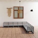 vidaXL Set mobilier de grădină, 9 piese, gri, lemn masiv de pin vidaXL Set mobilier de grădină, 9 piese, gri, lemn masiv de pin