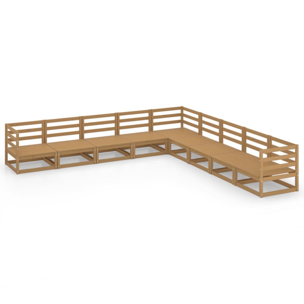 vidaXL Set mobilier de grădină, 9 piese, maro miere, lemn masiv de pin