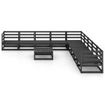 vidaXL Set mobilier de grădină, 10 piese, negru, lemn masiv pin vidaXL Set mobilier de grădină, 10 piese, negru, lemn masiv pin
