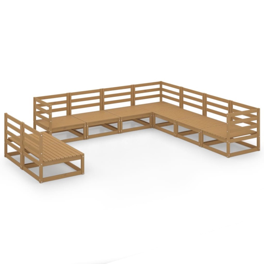 vidaXL Set mobilier de grădină, 9 piese, maro miere, lemn masiv de pin