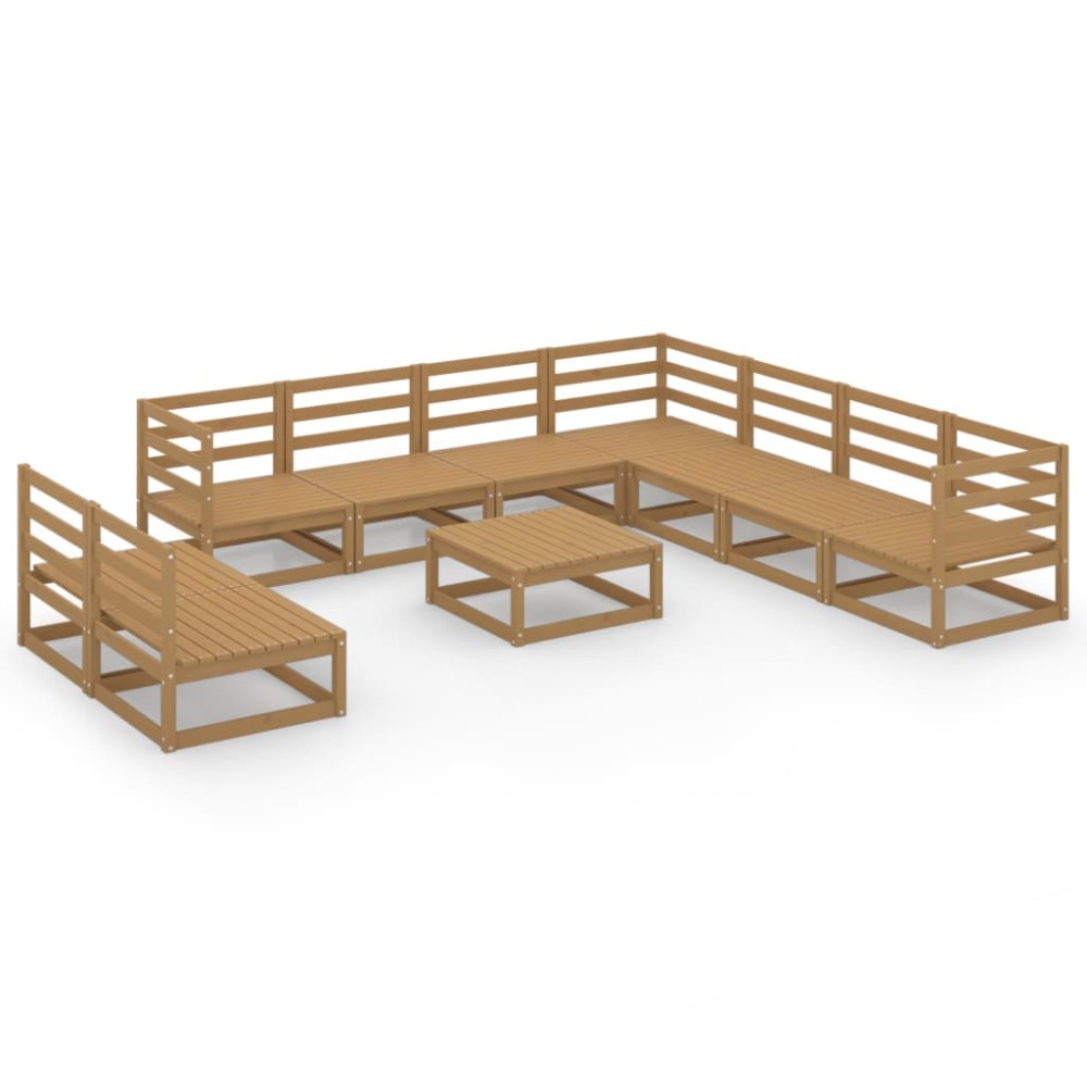 vidaXL Set mobilier de grădină, 10 piese, maro miere, lemn masiv pin
