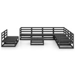vidaXL Set mobilier de grădină, 10 piese, negru, lemn masiv pin vidaXL Set mobilier de grădină, 10 piese, negru, lemn masiv pin