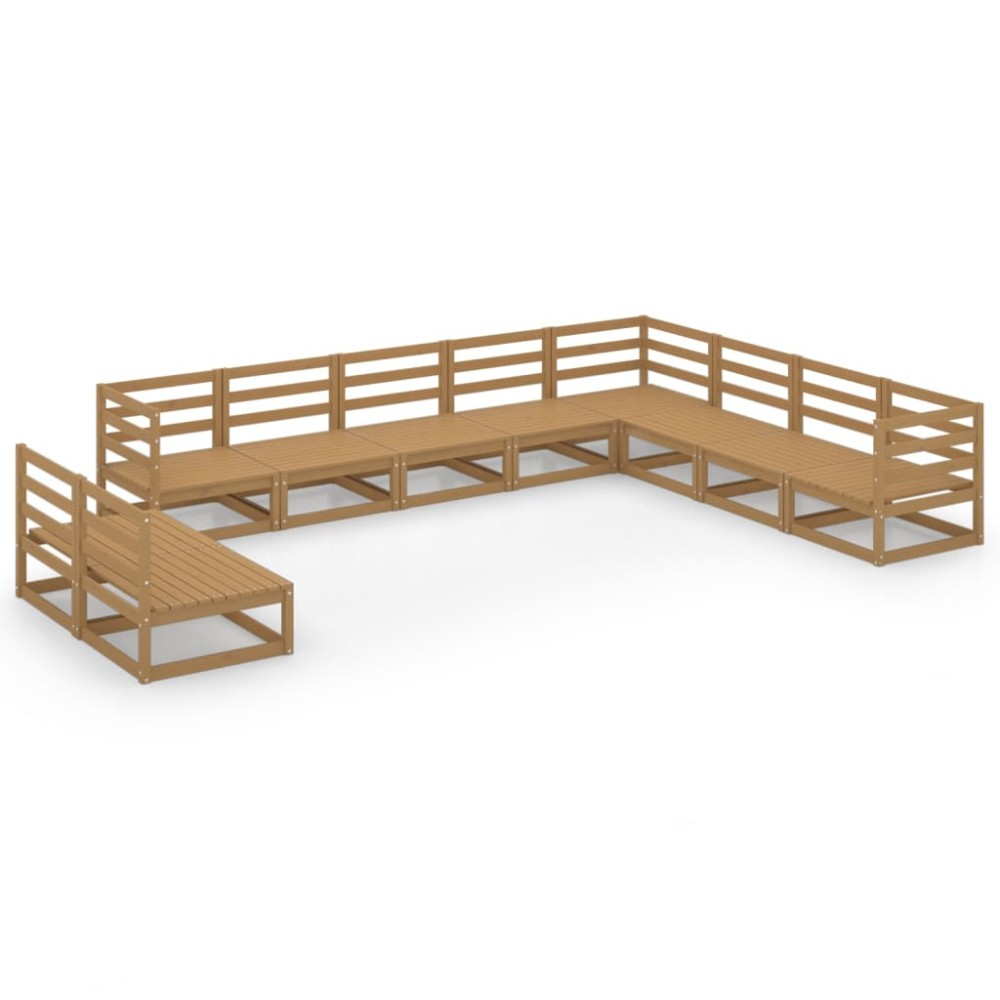 vidaXL Set mobilier de grădină, 10 piese, maro miere, lemn masiv pin