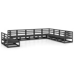 vidaXL Set mobilier de grădină, 10 piese negru lemn masiv pin vidaXL Set mobilier de grădină, 10 piese negru lemn masiv pin