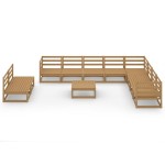 vidaXL Set mobilier de grădină, 11 piese, maro miere, lemn masiv pin vidaXL Set mobilier de grădină, 11 piese, maro miere, lemn masiv pin