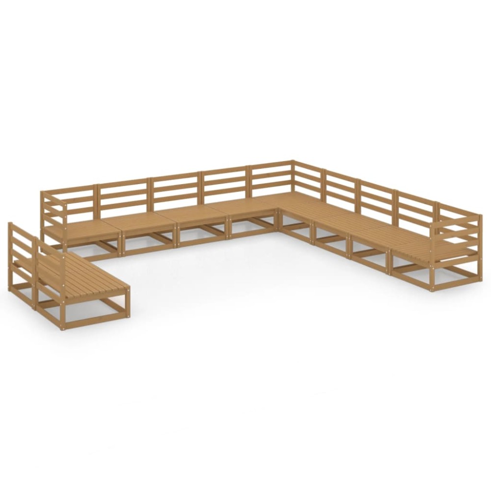 vidaXL Set mobilier de grădină, 11 piese, maro miere, lemn masiv pin