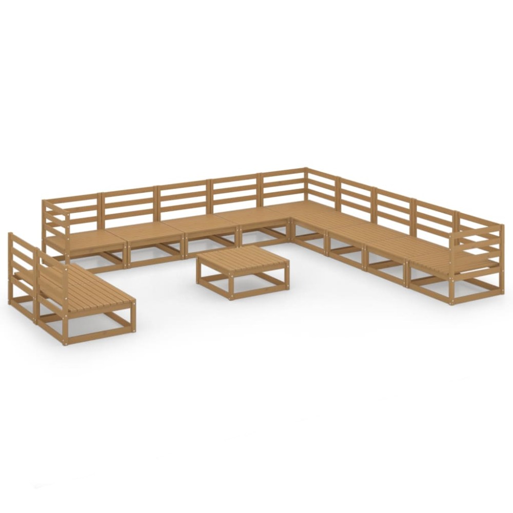 vidaXL Set mobilier de grădină, 12 piese, maro miere, lemn masiv pin