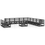 vidaXL Set mobilier de grădină, 12 piese, negru, lemn masiv de pin vidaXL Set mobilier de grădină, 12 piese, negru, lemn masiv de pin