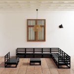 vidaXL Set mobilier de grădină, 12 piese, negru, lemn masiv de pin vidaXL Set mobilier de grădină, 12 piese, negru, lemn masiv de pin