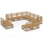 vidaXL Set mobilier de grădină, 11 piese, maro miere, lemn masiv pin vidaXL Set mobilier de grădină, 11 piese, maro miere, lemn masiv pin
