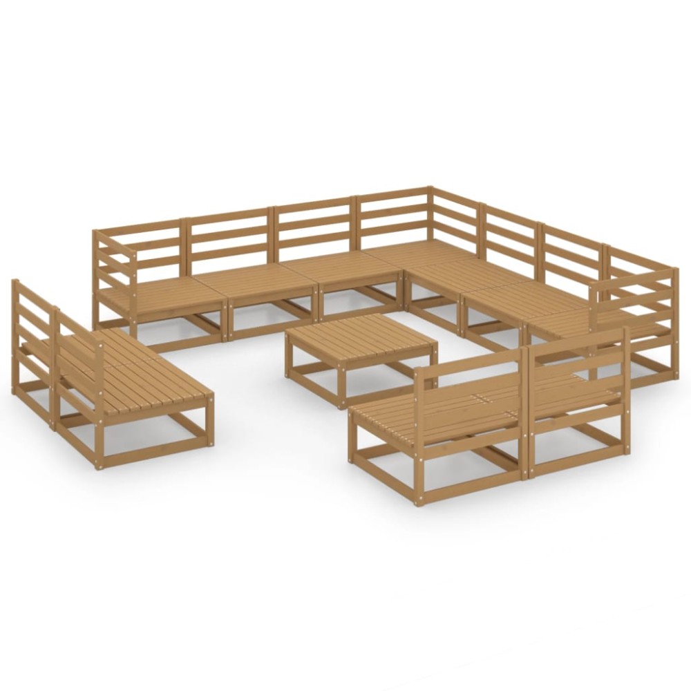 vidaXL Set mobilier de grădină, 12 piese, maro miere, lemn masiv pin