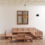 vidaXL Set mobilier de grădină, 12 piese, maro miere, lemn masiv pin vidaXL Set mobilier de grădină, 12 piese, maro miere, lemn masiv pin