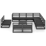 vidaXL Set mobilier de grădină, 12 piese, negru, lemn masiv de pin vidaXL Set mobilier de grădină, 12 piese, negru, lemn masiv de pin