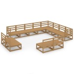 vidaXL Set mobilier de grădină, 12 piese, maro miere, lemn masiv pin vidaXL Set mobilier de grădină, 12 piese, maro miere, lemn masiv pin