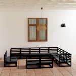 vidaXL Set mobilier de grădină, 12 piese, negru, lemn masiv pin vidaXL Set mobilier de grădină, 12 piese, negru, lemn masiv pin