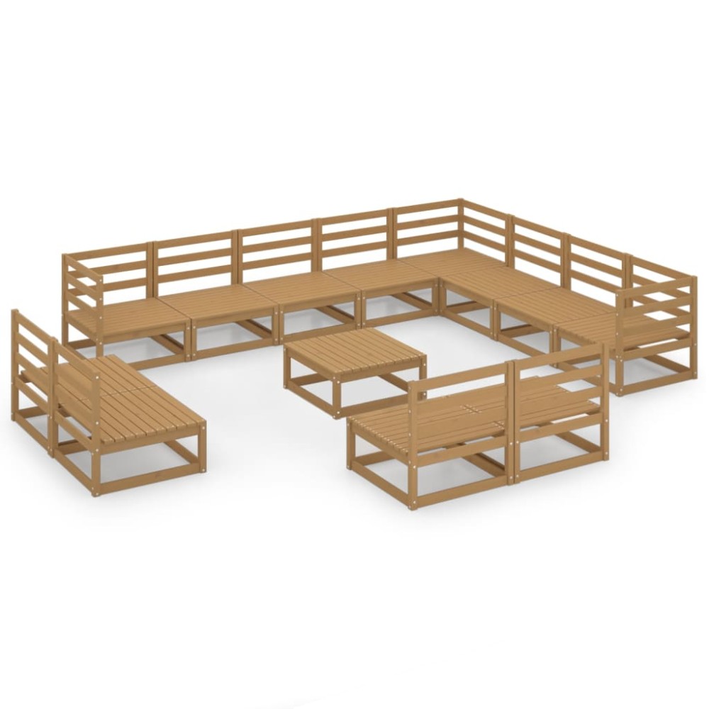 vidaXL Set mobilier de grădină, 13 piese, maro miere, lemn masiv pin