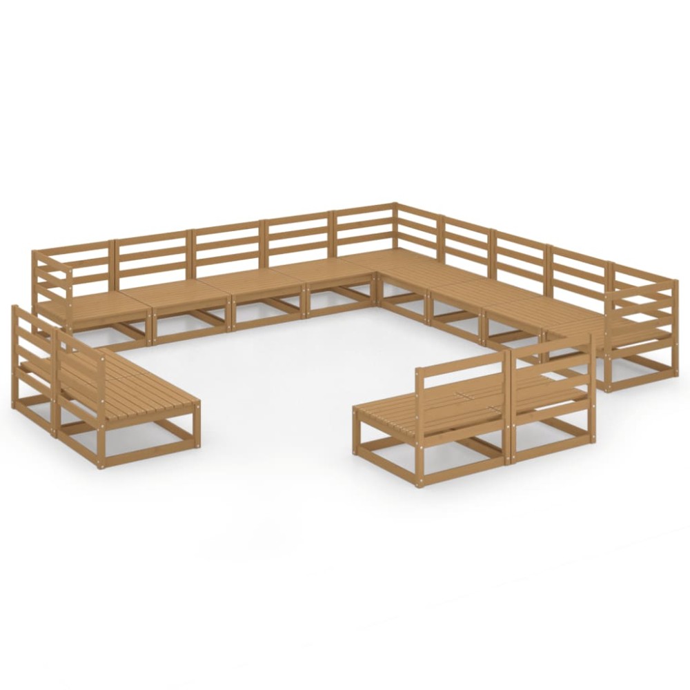 vidaXL Set mobilier de grădină, 13 piese, maro miere, lemn masiv pin