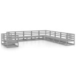 vidaXL Set mobilier de grădină, 11 piese, gri, lemn masiv de pin vidaXL Set mobilier de grădină, 11 piese, gri, lemn masiv de pin