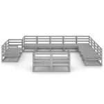 vidaXL Set mobilier de grădină, 12 piese, gri, lemn masiv de pin vidaXL Set mobilier de grădină, 12 piese, gri, lemn masiv de pin