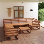 vidaXL Set mobilier de grădină, 9 piese, lemn masiv de pin vidaXL Set mobilier de grădină, 9 piese, lemn masiv de pin