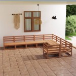 vidaXL Set mobilier de grădină, 9 piese, lemn masiv de pin vidaXL Set mobilier de grădină, 9 piese, lemn masiv de pin