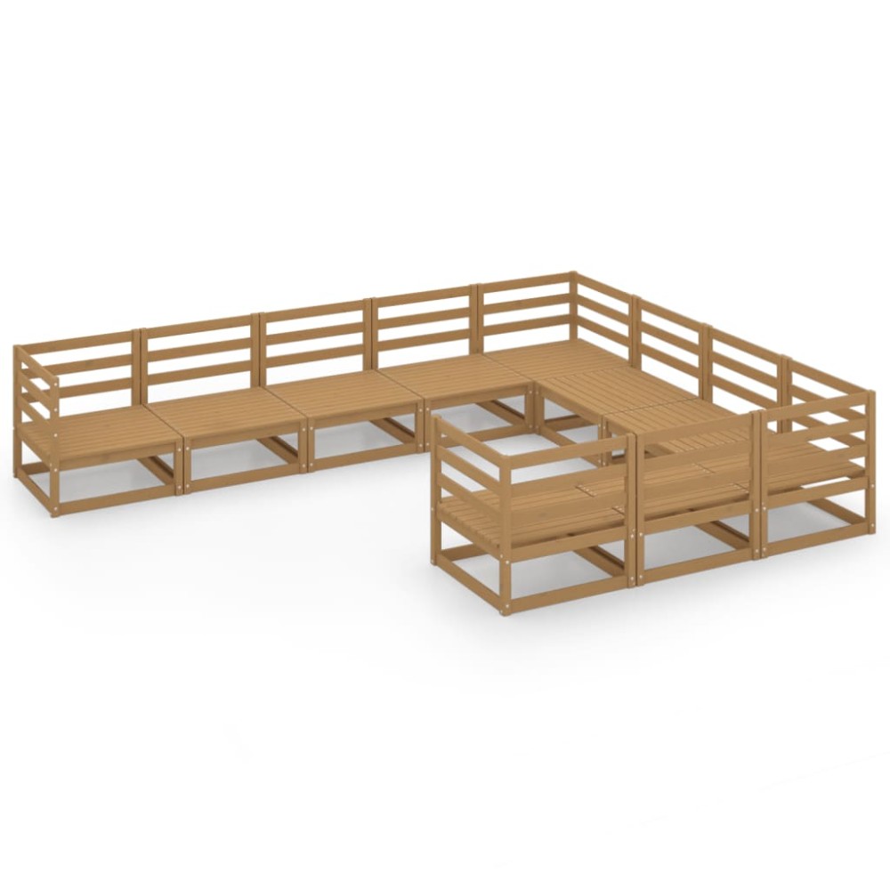vidaXL Set mobilier relaxare de grădină, 10 piese, lemn masiv de pin