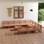 vidaXL Set mobilier de grădină, 11 piese, lemn masiv de pin vidaXL Set mobilier de grădină, 11 piese, lemn masiv de pin