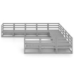 vidaXL Set mobilier de grădină, 11 piese, gri, lemn masiv de pin vidaXL Set mobilier de grădină, 11 piese, gri, lemn masiv de pin