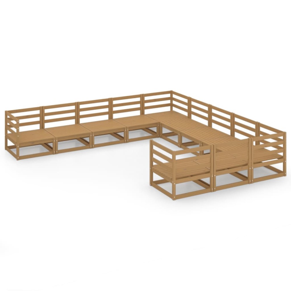 vidaXL Set mobilier de grădină, 11 piese, lemn masiv de pin