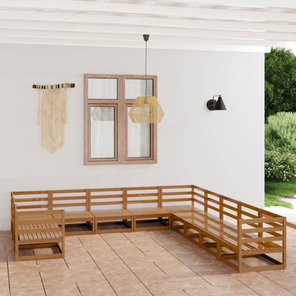 vidaXL Set mobilier de grădină, 11 piese, lemn masiv de pin
